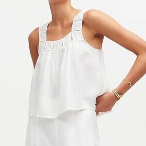 Madewell 100% Linen Embroidered A-Line Top Size Medium